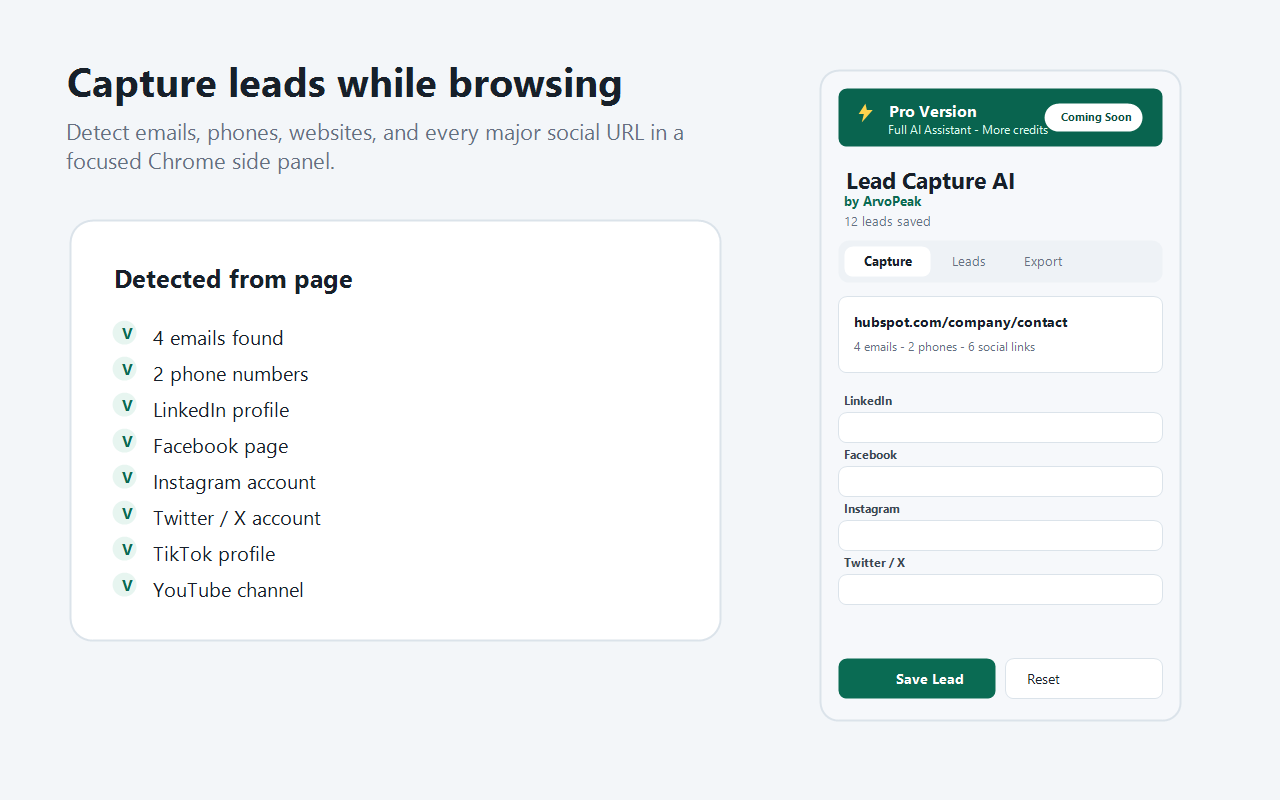 Lead Capture & Outreach AI by ArvoPeak screenshot 2