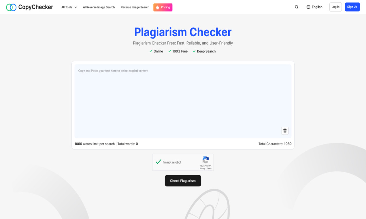 CopyChecker's Plagiarism Checker screenshot 1